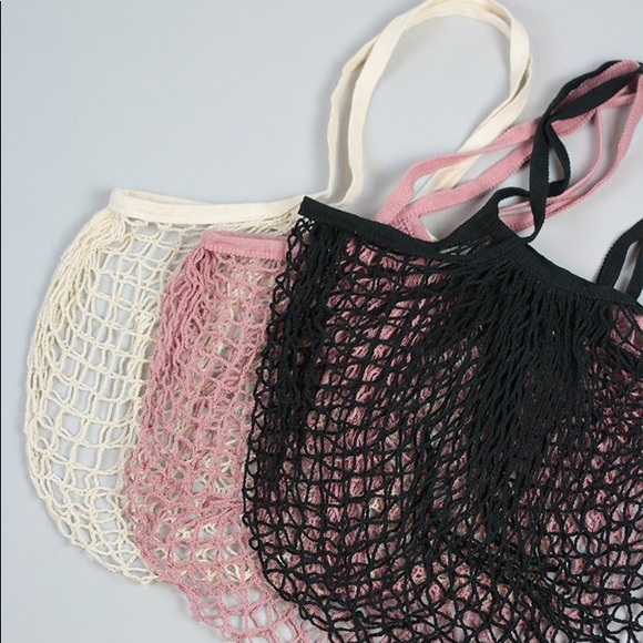 💥 CLEARANCE French Market Cotton Open Net Tote Bag Baby Blue - Picture 5 of 5